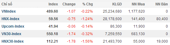 Phiên giao dịch cuối cùng quý I/2013: Hồi phục nhẹ cuối phiên, VN-Index vẫn dưới 490 điểm (1)