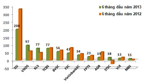 Doanh thu của các CTCK giảm hơn 30% trong 6 tháng đầu năm 2013: Vì sao? (2)