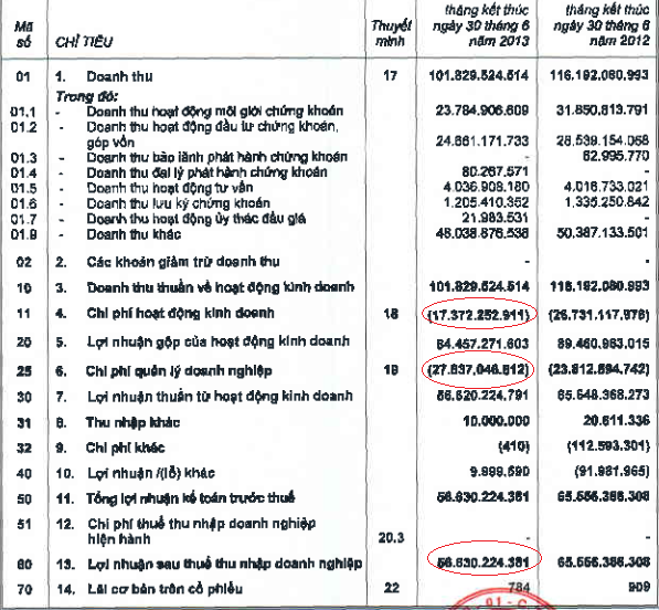 BVSC: Tỷ lệ an toàn vốn đạt 494%, LNST bán niên 2013 sau soát xét tăng 280 triệu đồng (3)