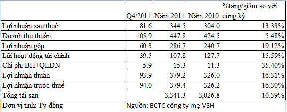 VSH: LSNT công ty mẹ cả năm đạt 344,5 tỷ đồng tăng 13% (1)