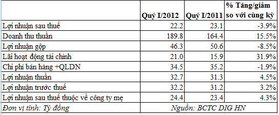 DIG: Quý I lãi ròng đạt 24,4 tỷ đồng (1)