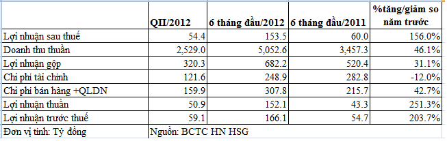 HSG: 6 tháng đầu năm lãi ròng 153,5 tỷ đồng tăng 156% (2)