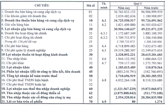 DXG: Lãi ròng 2,55 tỷ đồng quý I (1)