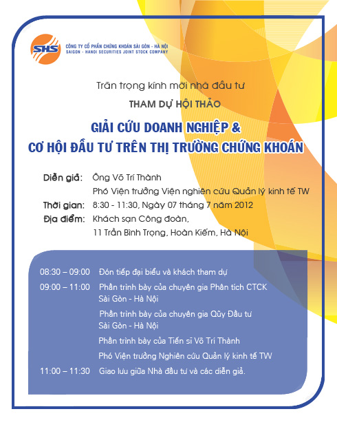 07/07- SHS tổ chức hội thảo: 