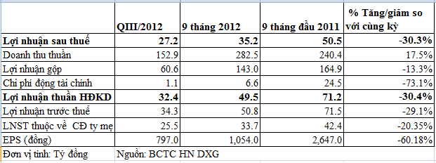 DXG: Quý 3 lãi ròng 25,5 tỷ đồng, tăng mạnh so với cùng kỳ (1)
