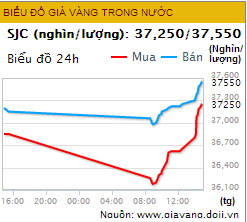 Giá vàng đảo chiều tăng vọt lên 37,55 triệu đồng/lượng (1)