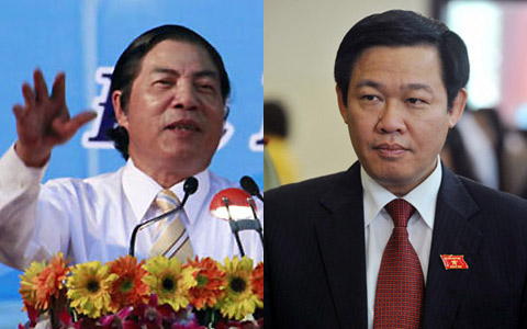 Ông Nguyễn Bá Thanh (trái) và ông Vương Đình Huệ. Ảnh: Nguyễn Đông - Hoàng Hà. 