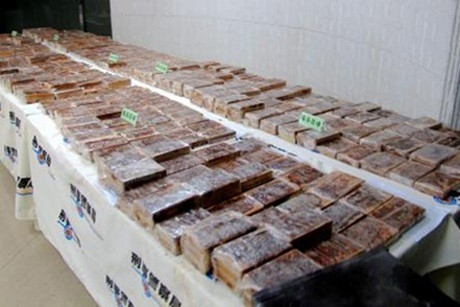 600 bánh heroin được giấu trong 12 bộ loa thùng.