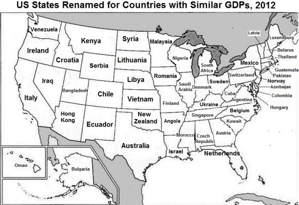 GDP các quốc gia tương đương với bang nào ở Mỹ: Việt Nam = bang Kansas