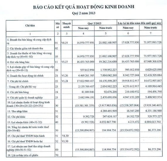 PXL: 6 tháng đầu năm 2013 lỗ do trích lập dự phòng bổ sung cổ phiếu PSG (1)