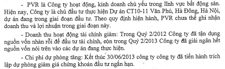 PVR: Lũy kế 6 tháng lỗ 6,4 tỷ đồng (1)