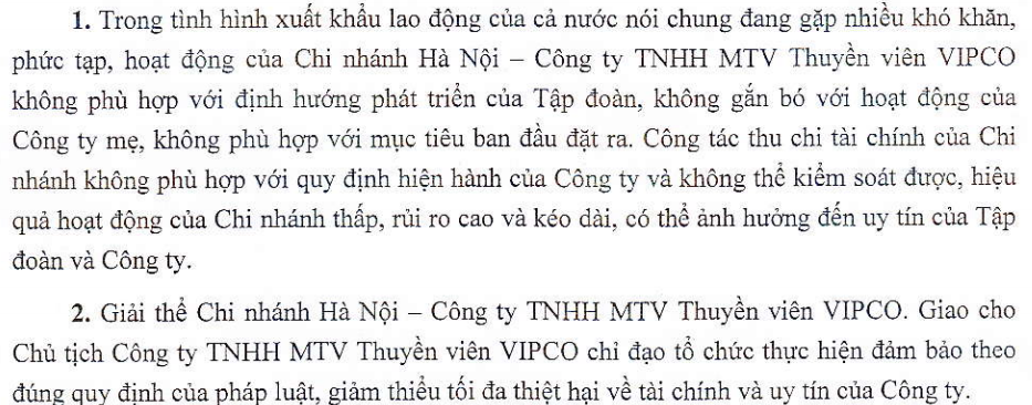 VIP: Quyết định đóng cửa chi nhánh Hà Nội (1)