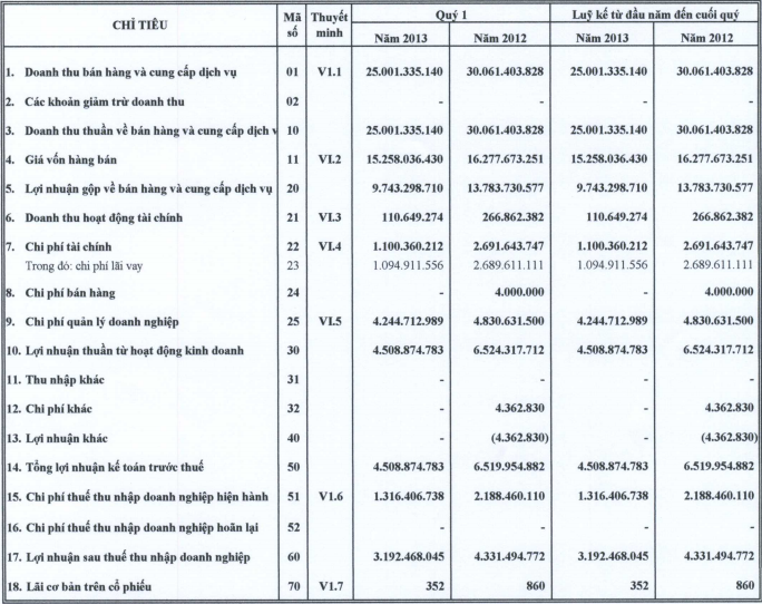 L10, TV4: Kết quả kinh doanh quý I/2013 (1)