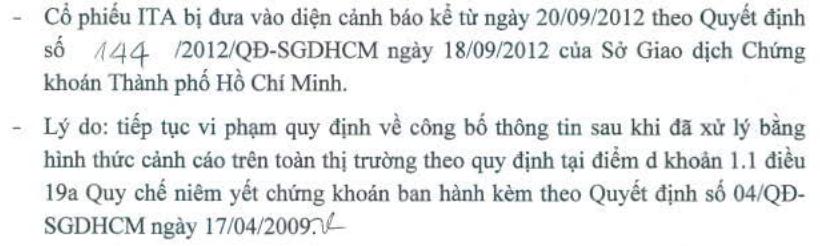ITA bị đưa vào diện cảnh báo (1)