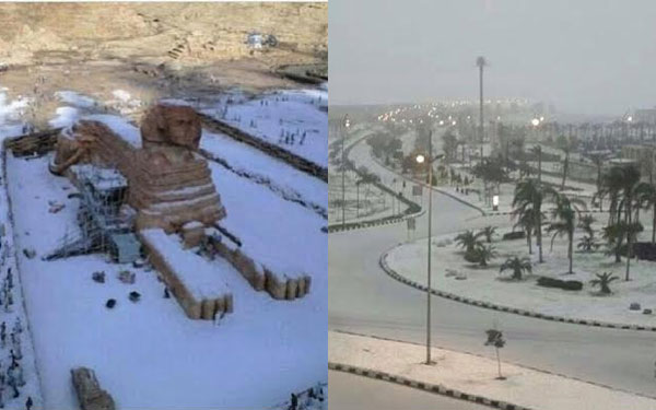 Tuyết rơi tại thủ đô Ai Cập lần đầu sau 112 năm