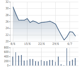 Cổ phiếu HHS giảm mạnh trong 1 tháng qua