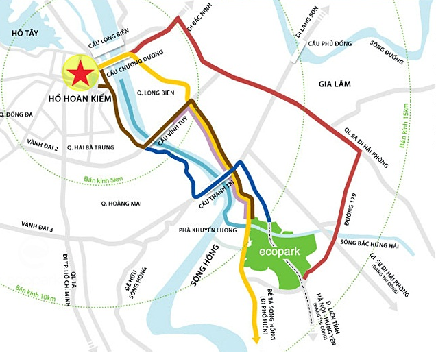 Khu đô thị Ecopark cách trung tâm Hà Nội khoảng hơn 10km