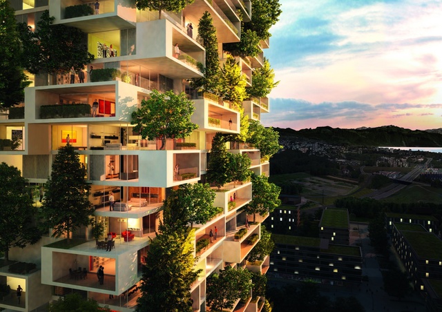 Lượng cây ở đây phủ xanh diện tích 3.000 m2 nhưng vẫn đảm bảo những khoảng thông thoáng cho các căn hộ, văn phòng.