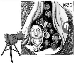 Biếm họa trên trang mạng Sina.com.cn về vụ bê bối tình dục của cựu bí thư Quận ủy Bắc Bội Lôi Chính Phú cùng 20 quan chức, lãnh đạo doanh nghiệp khác ở Trùng Khánh 