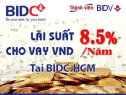 Thêm BIDC.HCM áp lãi cho vay 8,5%/năm