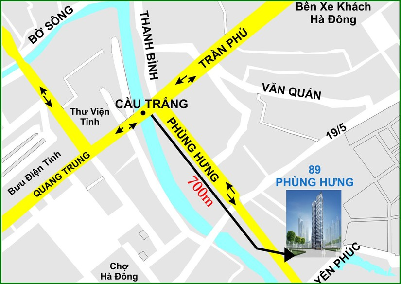 Dự án The Sun Garden nằm trên đường Phùng Hưng, vị trí chiến lược của quận Hà Đông